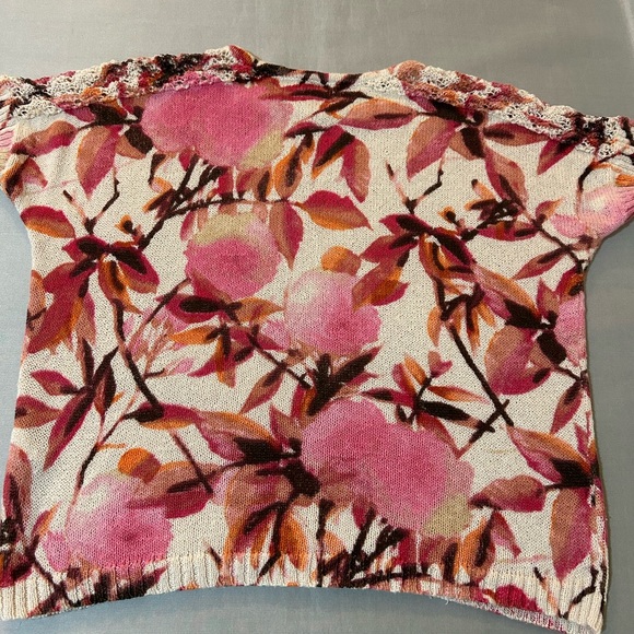 Chico’s Blouse Size 1M Floral Multicolor Knit Blend Cotton - Picture 2 of 8